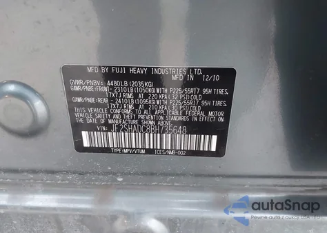 2011 Subaru Forester 2.5X Premium from USA, damaged, VIN JF2SHADC8BH735648